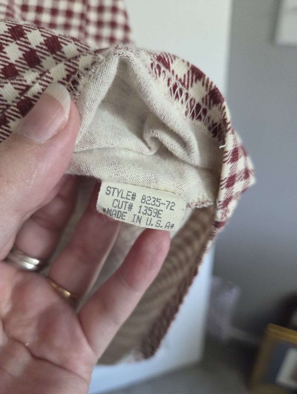 Vintage Burgundy Gingham Sleeveless Shirt - Picture 7 of 16